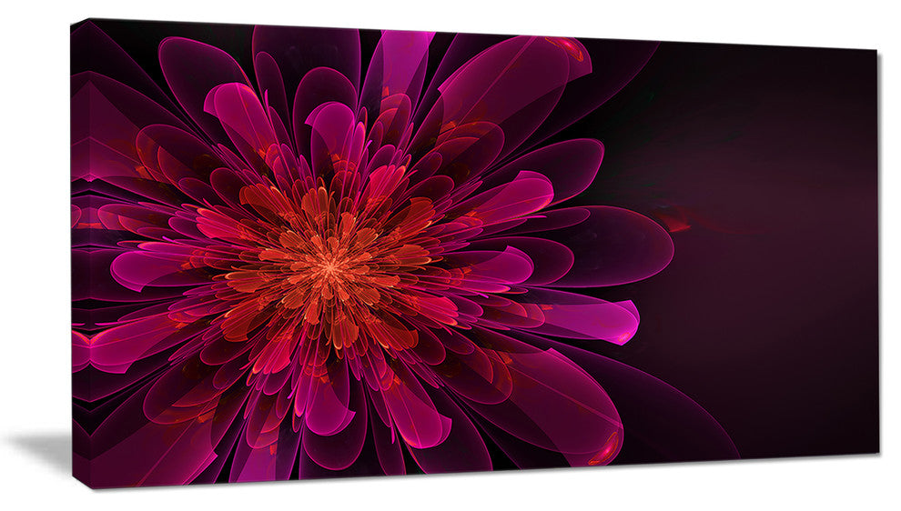 Large Pink Alien Fractal Flower, Floral Canvas Art Print, 40x20