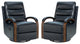 Konradin Genuine Leather Swivel Rocking Manual Recliner Set of 2, Navy