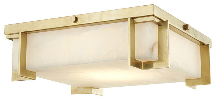 Delmar LED Large Flush Mount, Aged Brass Finish, Alabaster Shade