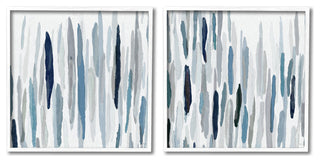 Abstract Brushed Rainfall Contemporary Modern Painting , 2pc, each 17 x 17