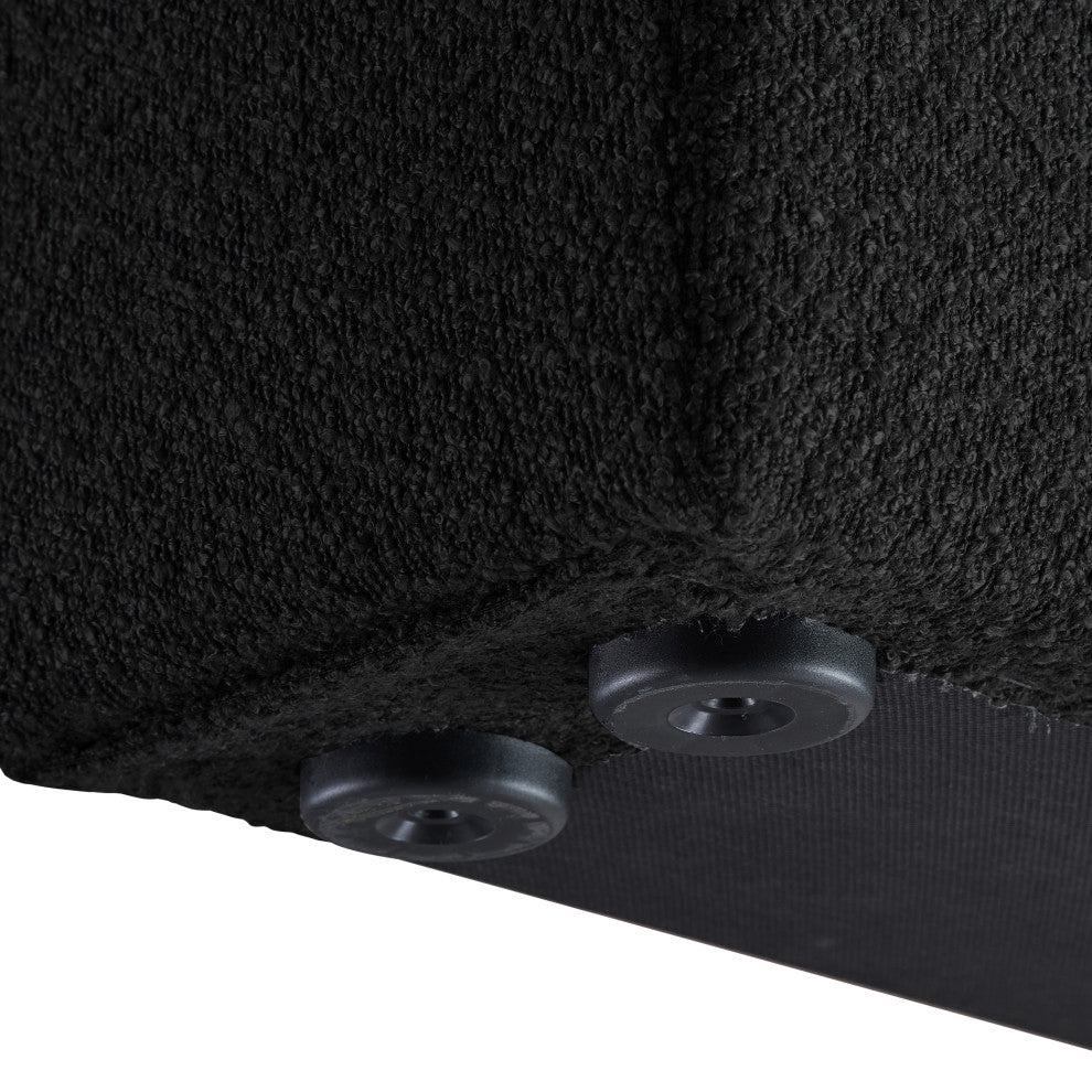 Terra Boucle Fabric Upholstered Bed, Black, Full