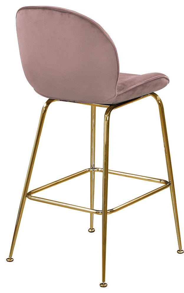 Paris Velvet Upholstered Counter Stool (Set of 2), Pink, Gold Base