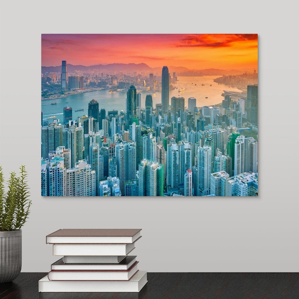 "Hong Kong from the hill" Wrapped Canvas Art Print, 16"x12"x1.5"
