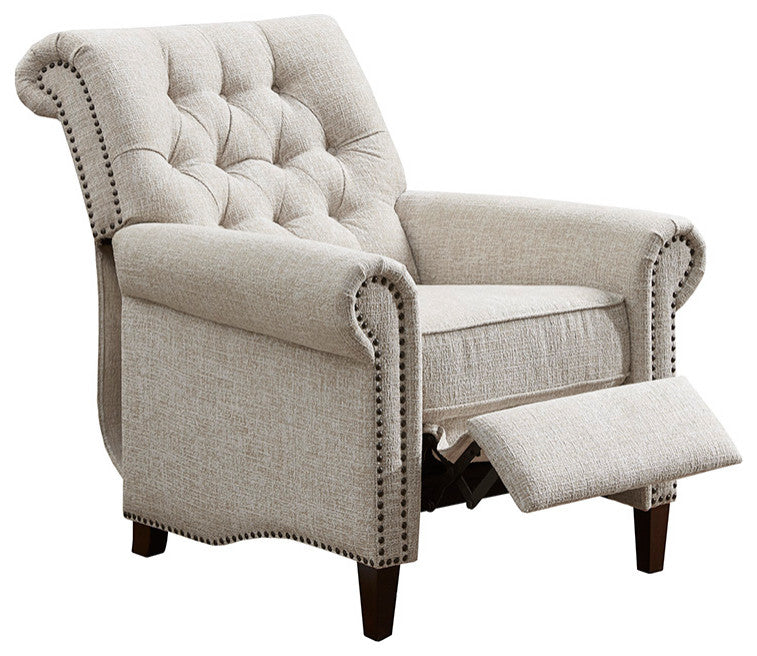 Aidan Rolled Back Push Back Recliner Accent Chair, Cream
