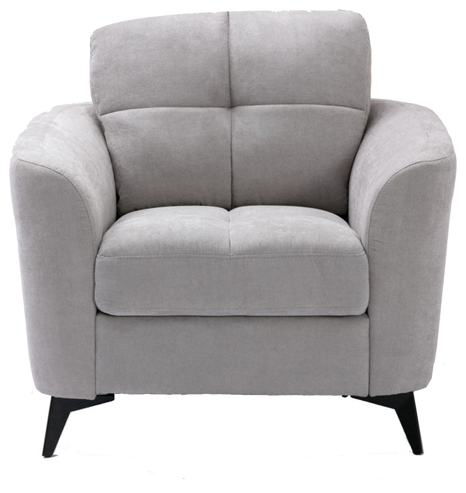 Benzara BM287965 Odin 39" Modern Armchair, Tufted Cushions, Light Gray