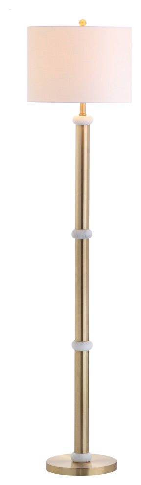 Gregory Metal, Marble LED Floor Lamp, Brass Gold, White, 60.5"