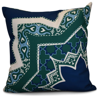 Rising Star Geometric Print Pillow, Navy Blue, 16"x16"