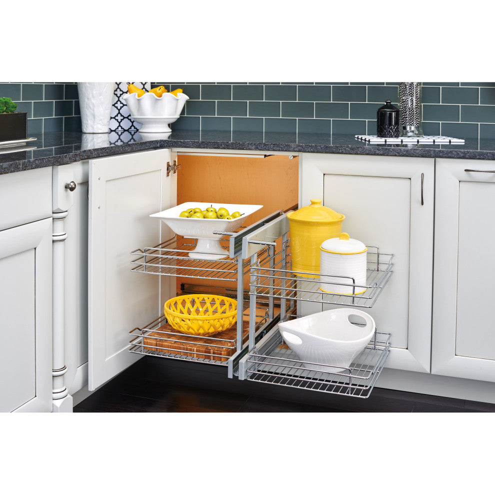 Steel 2-Tier Pull Out Organizer for Blind Corner Cabinets, 18"