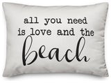 All You Need Is Love And A Beach Script Outdoor Lumbar Pillow