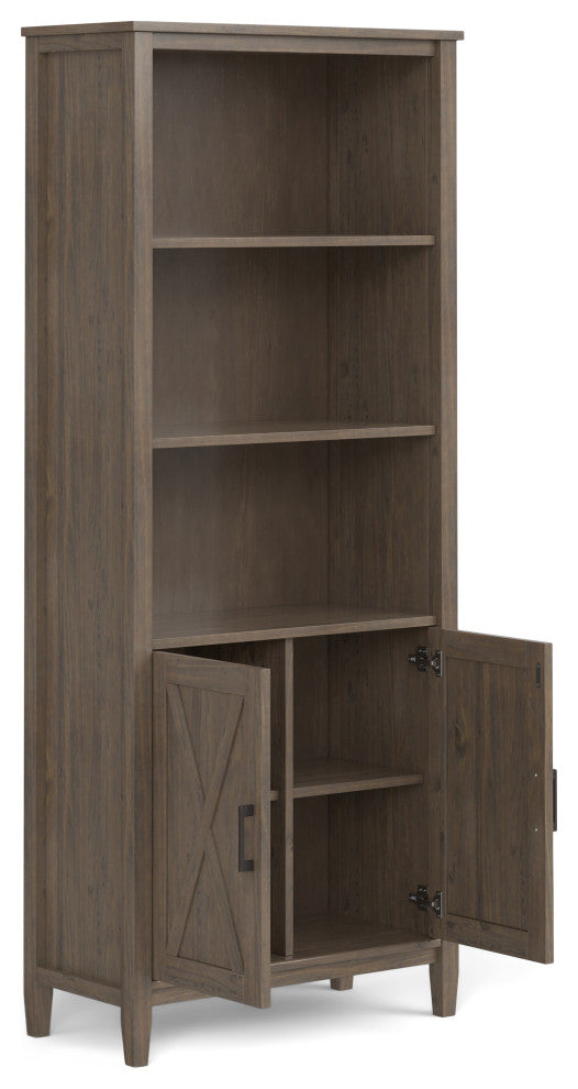 Ela Solid Wood Bookcase, Smoky Brown