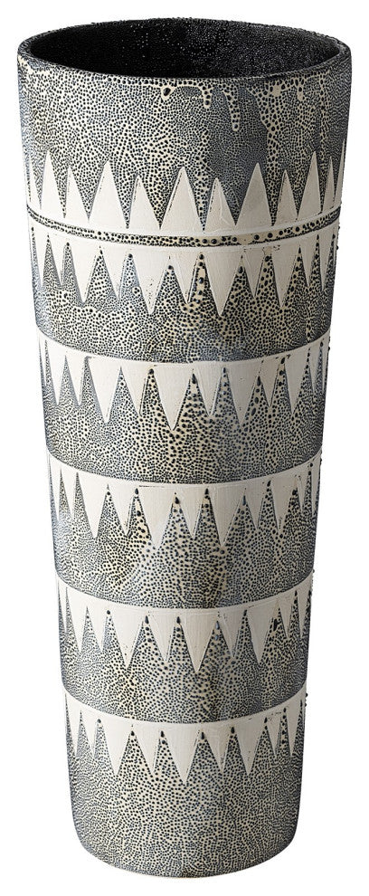 Gray and White Tribal Pattern Vase