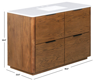 Safavieh Couture Gabrietta Vanity, Medium Oak/White, 48In