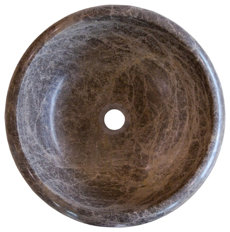 Emperador Brown Natural Stone Marble Drop-in Vessel Sink Polished  (D)16" (H)6"