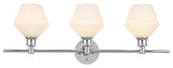 Gene 3 Light Wall Sconce in Chrome & Frosted White Glass