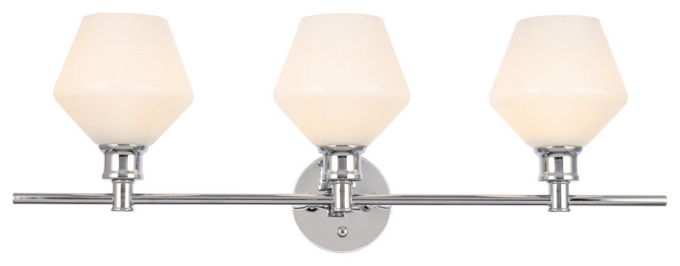 Gene 3 Light Wall Sconce in Chrome & Frosted White Glass