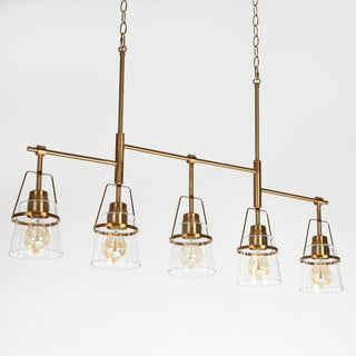 LNC 5-Light Polished Gold Modern Linear Kitchen Pendant Island Light, Linear