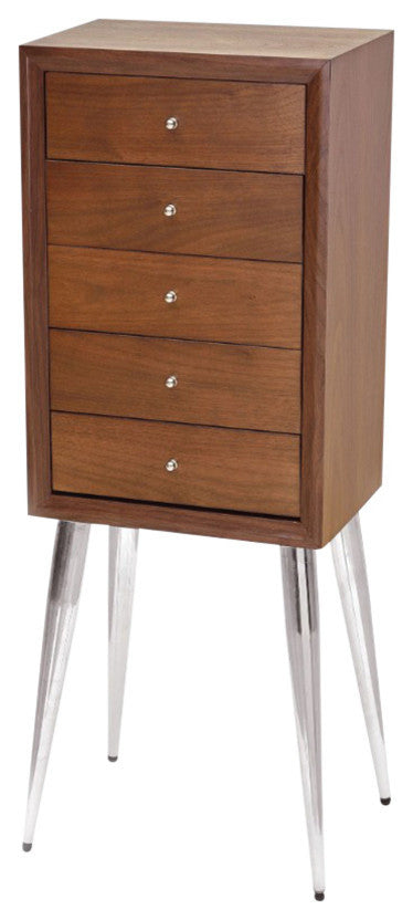 Metal and Wood Jewelry Armoire, Dark Brown