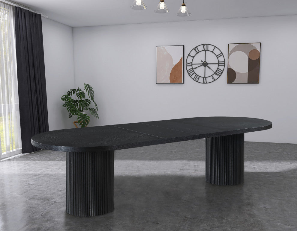 Belinda Oak Wood Dining Table, Black