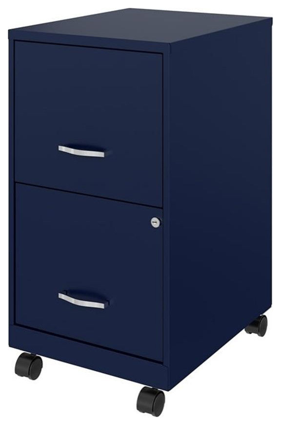 Space Solutions 18in 2 Drawer Metal Mobile Smart Vertical File Cabinet Navy
