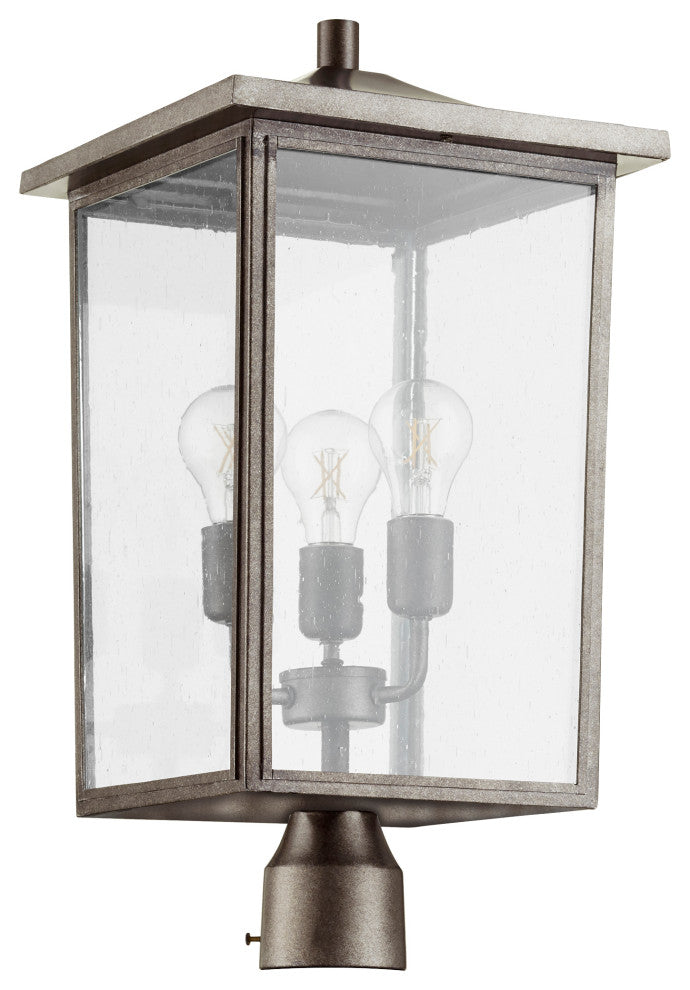 Quorum 724-11-37 Three Light Post Mount, Weathered Zinc Finish