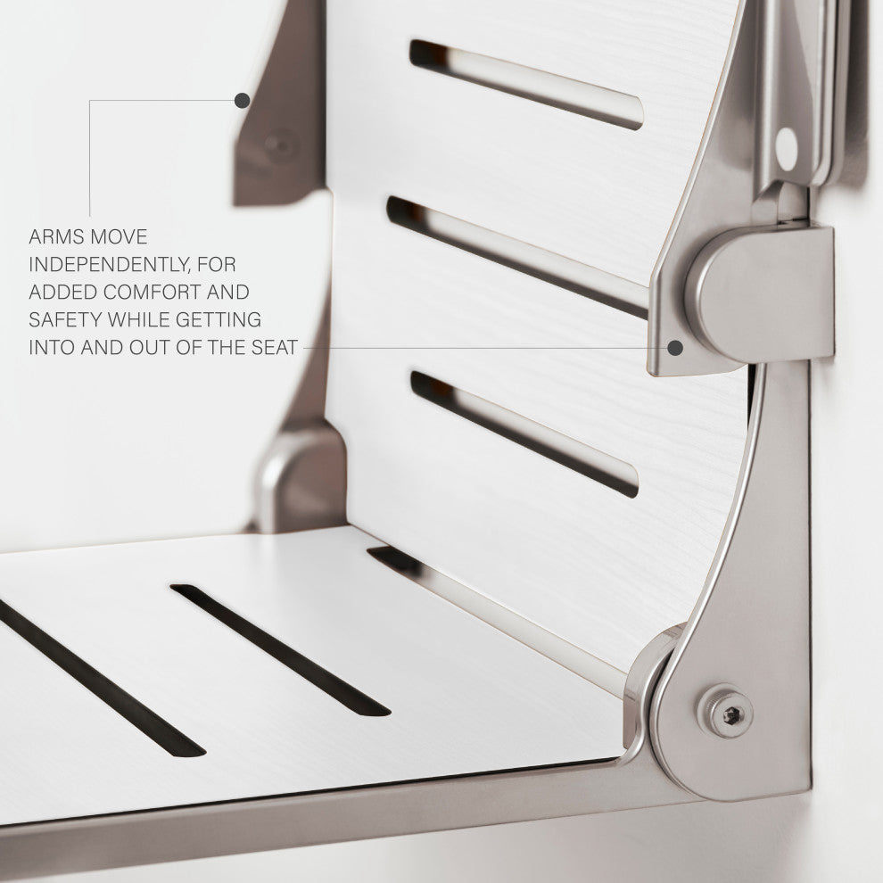 Seachrome Silhouette Comfort Shower Seats with Arms, White Seat With Silver Frame
