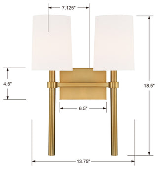Bromley 2 Light Vibrant Gold Wall Mount