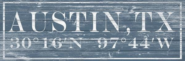 "Austin, TX" Painting Print on White Wood, 60"x20"