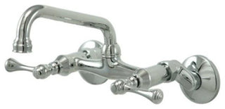 Polished Chrome Magellan Twin Handle Wall Mount Kitchen Faucet KS313C