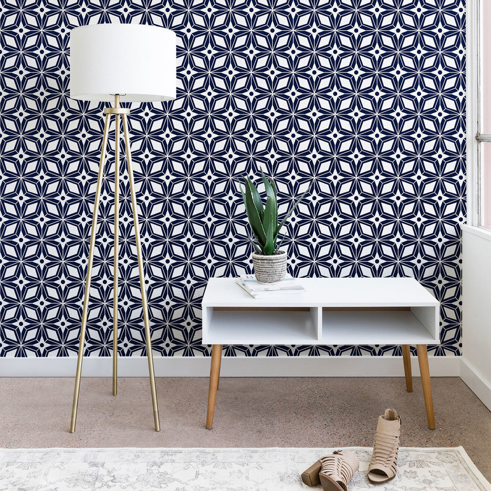 Deny Designs Heather Dutton Starbust Navy Wallpaper, Blue, 2'x4'