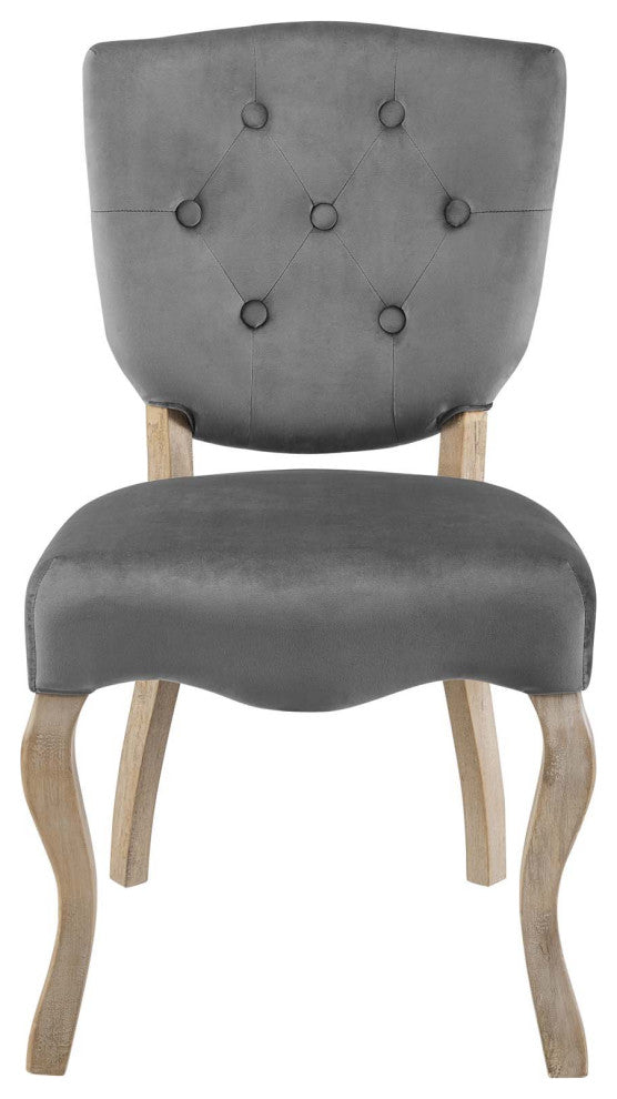 Array Vintage French Velvet Dining Side Chair, Gray