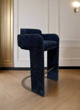 Indigo Blue Upholstered Bar Chair