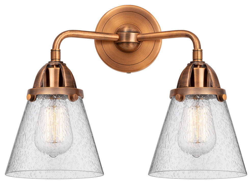 Small Cone Bath Vanity Light, Antique Copper, Seedy, Seedy