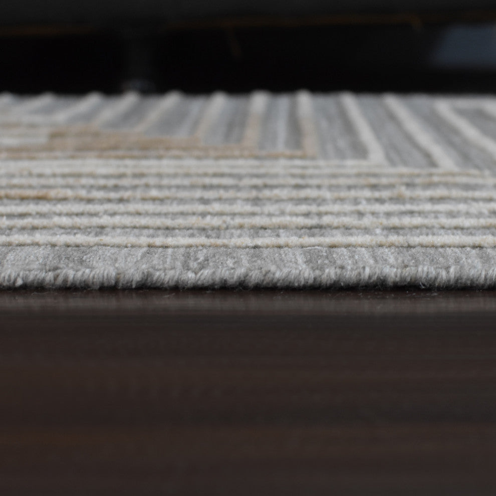 HAND WOVEN FLAT WEAVE KILIM POLYESTER RUGS -Rectangle,Gray Multicolor,Geometric, [Runner] 2'6''x10'