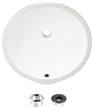 STYLISH 16" Round Undermount Ceramic Bathroom Sink With 2 Overflow Finishes