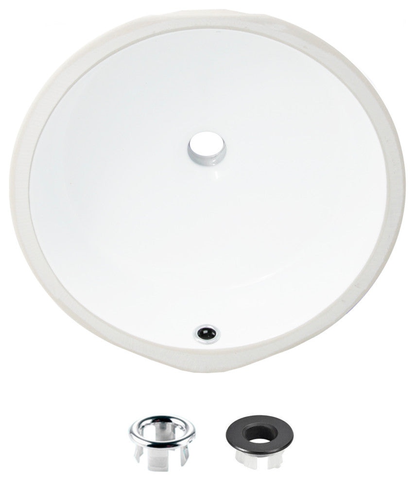 STYLISH 16" Round Undermount Ceramic Bathroom Sink With 2 Overflow Finishes