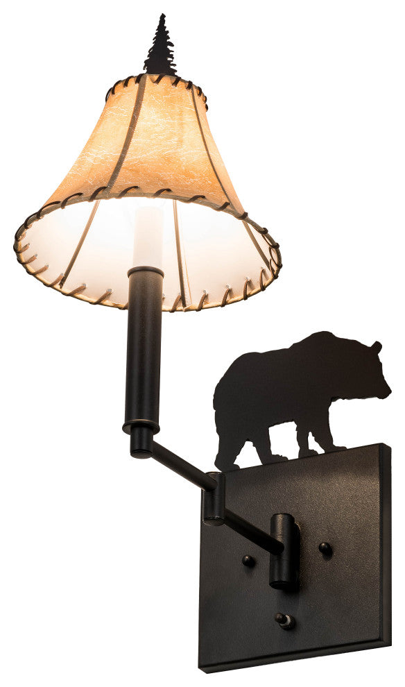 8W Black Bear Swing Arm Wall Sconce