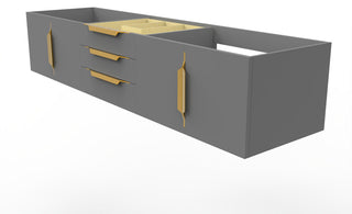 CastelloUSA Alpine 72" Wall Mounted Vanity, Base Only, Gray, Gold Handles