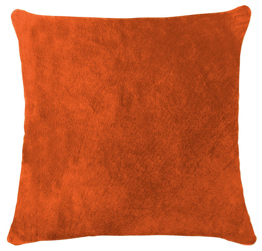 Natural Torino Cowhide Pillow 18"x18", Orange