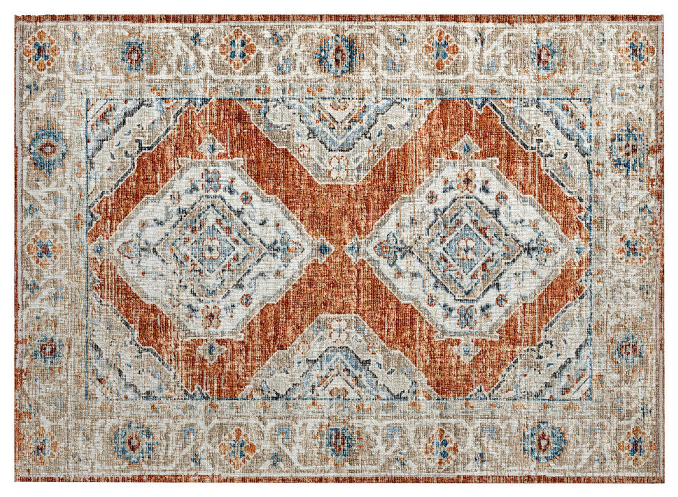 Indoor/Outdoor Marbella MB1 Spice Machine Washable 1'8" x 2'6" Rug