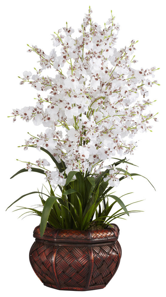 Dancing Lady Silk Flower Arrangement, White