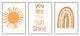My Sunshine Rainbow Kids Inspirational Saying Text Design, 3pc, each 24 x 30