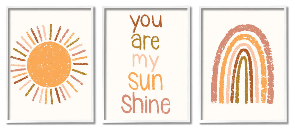 My Sunshine Rainbow Kids Inspirational Saying Text Design, 3pc, each 24 x 30