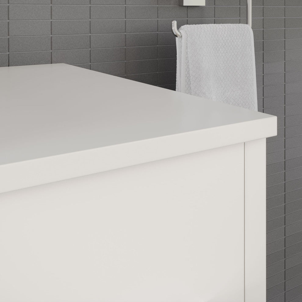 The Pullman Bathroom Vanity, White, 84", Double Sink, Freestanding