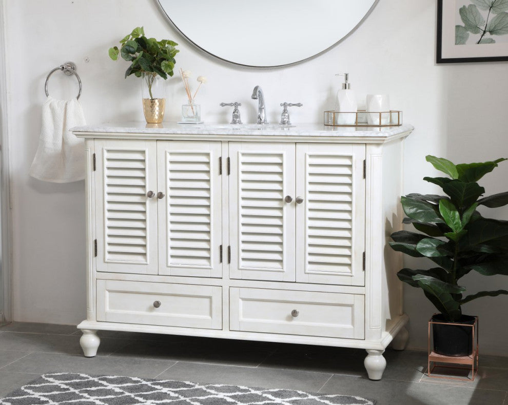 Home Living Single Bathroom Vanity, Antique White, 48"