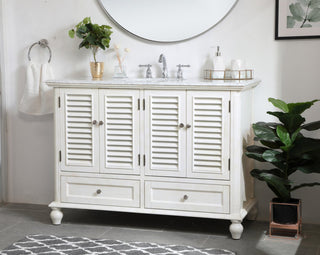 Home Living Single Bathroom Vanity, Antique White, 48"