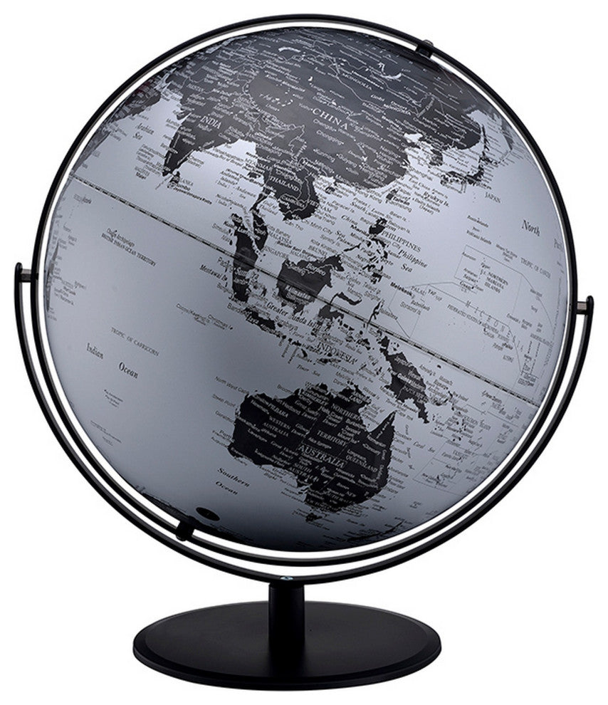 Globe Accent Decor with Inbuilt LED, Black and Gray