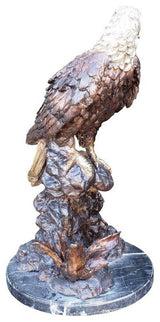 Large Eagle Bronze Statue Mounted on Marble -  Size: 21"L x 23"W x 35"H.