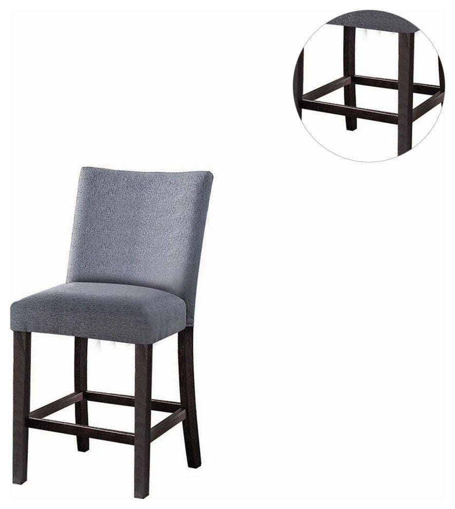 Set of 2 Fabric Counter Height Chair, Grey/Weathered Espresso