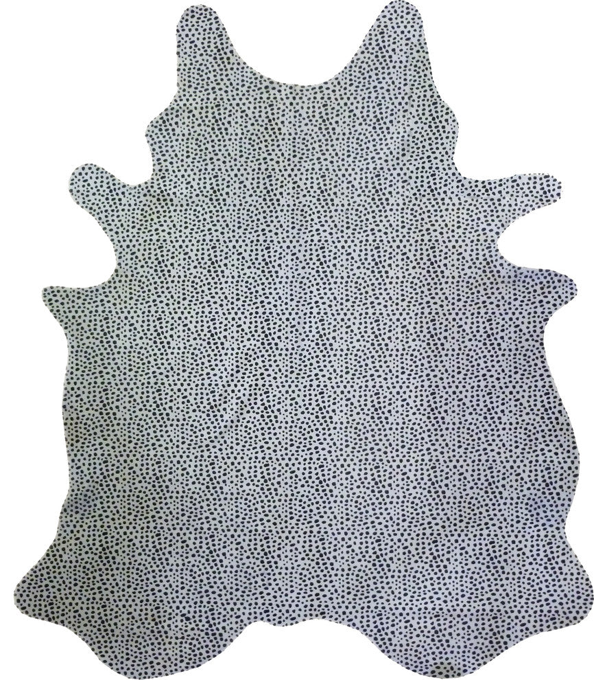 Cheetah Black on White Stenciled Brazilian Cowhide