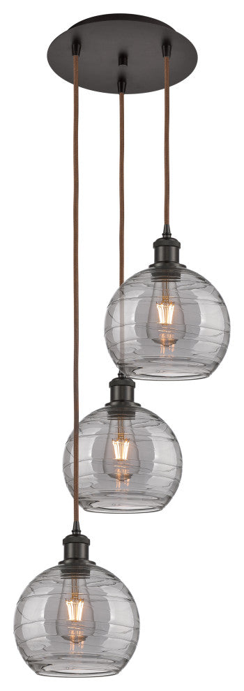 Ballston-Athens Deco Swirl 3-Light 15" Cord Pendant, Oil Rubbed Bronze